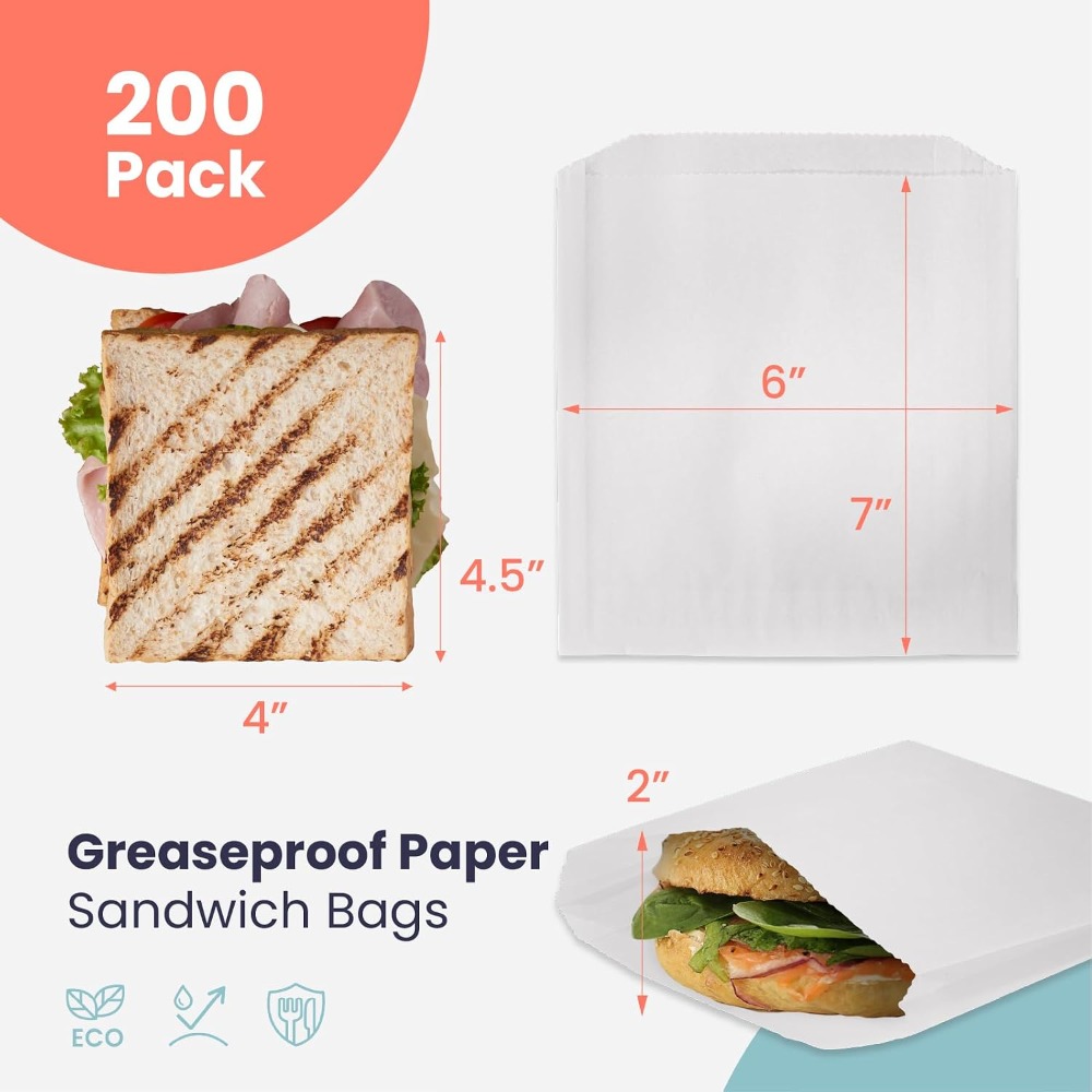 Pacote com 200 Sacos de Papel  - Food Packed Snacks avaliação e preço